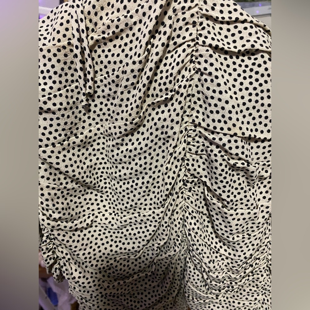 Zara Black and White Ruched Mini Dress - Picture 4 of 5